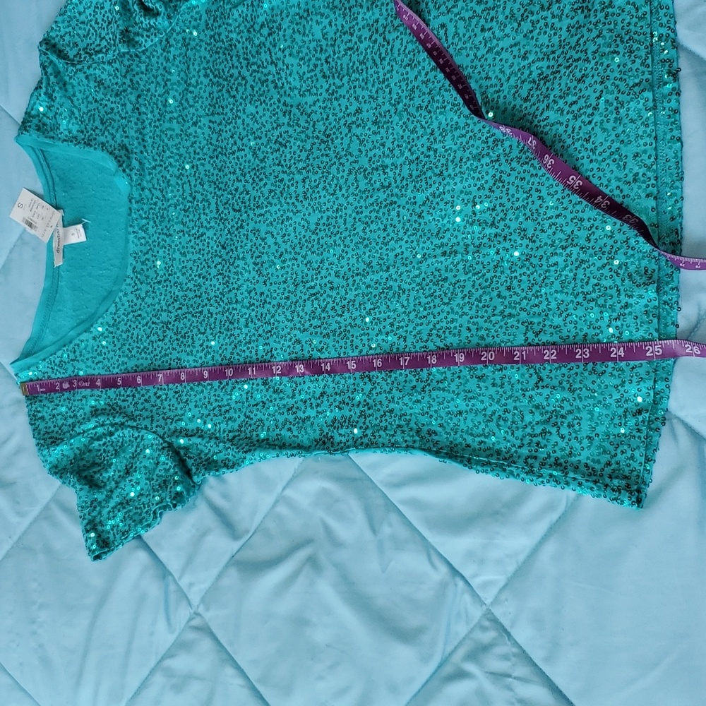 Green sequins top - Picture 4 of 6